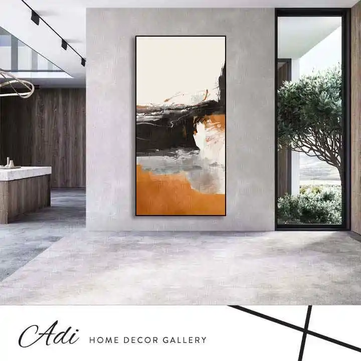 תמונת קנבס מעוצבת בגווני כתום מקפיצים