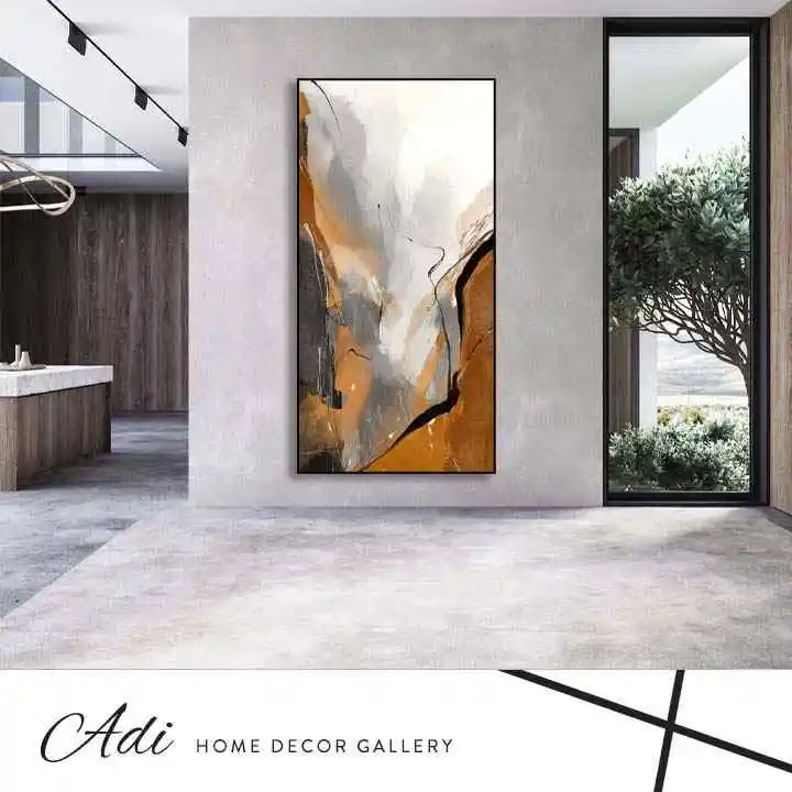 תמונת קנבס מעוצבת בגווני כתום מקפיצים