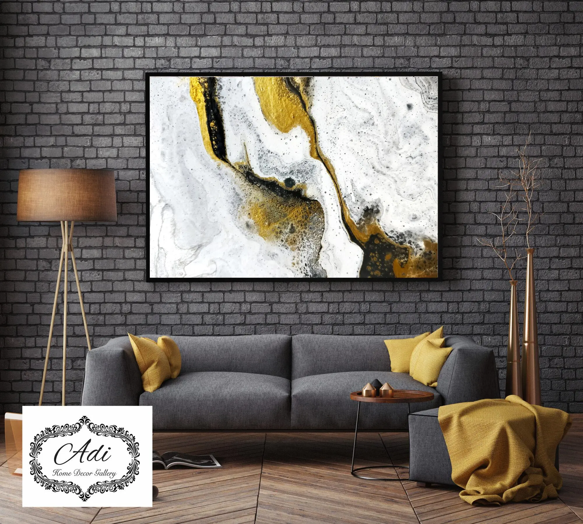 תמונה של אבסטרקט עם זהב ושחור בסגנון מודרני