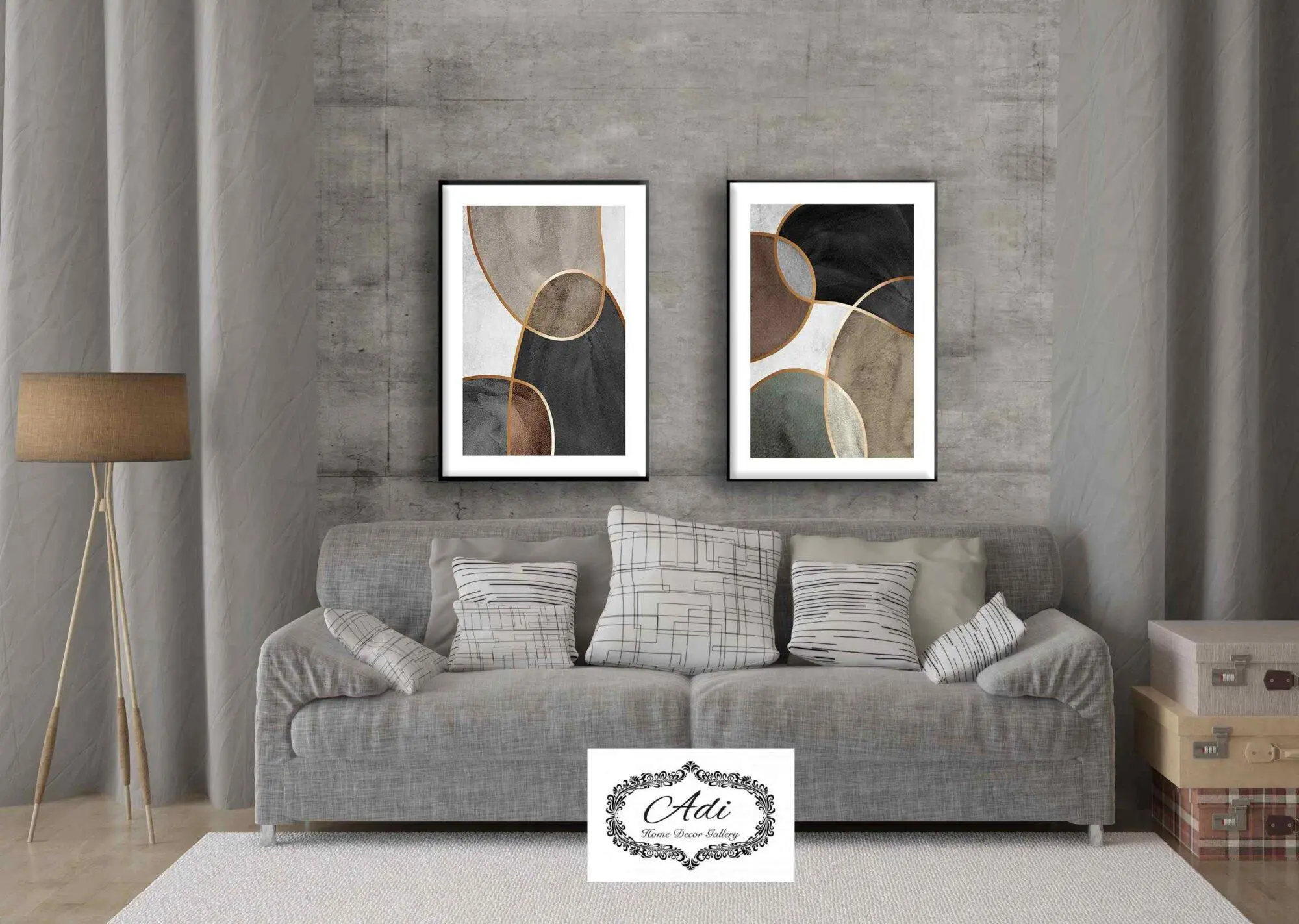 זוג תמונות אבסטרקט זהב צבעוני