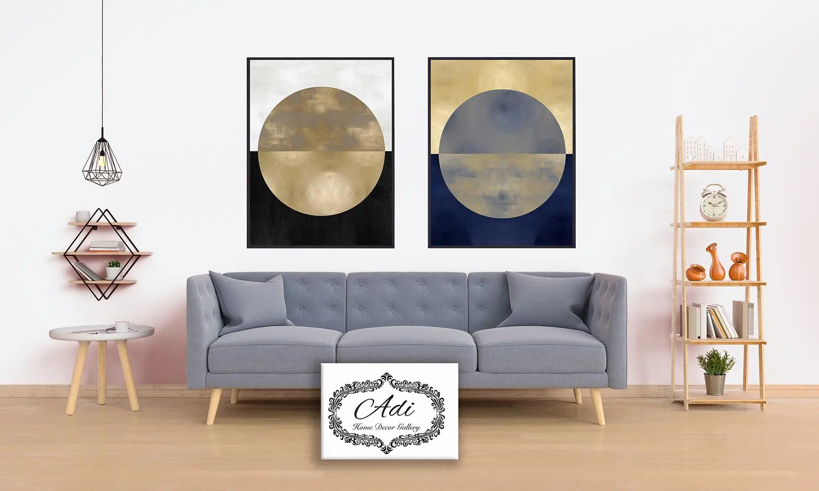 תמונה של אבסטרקט עם זהב שחור לבן כחול