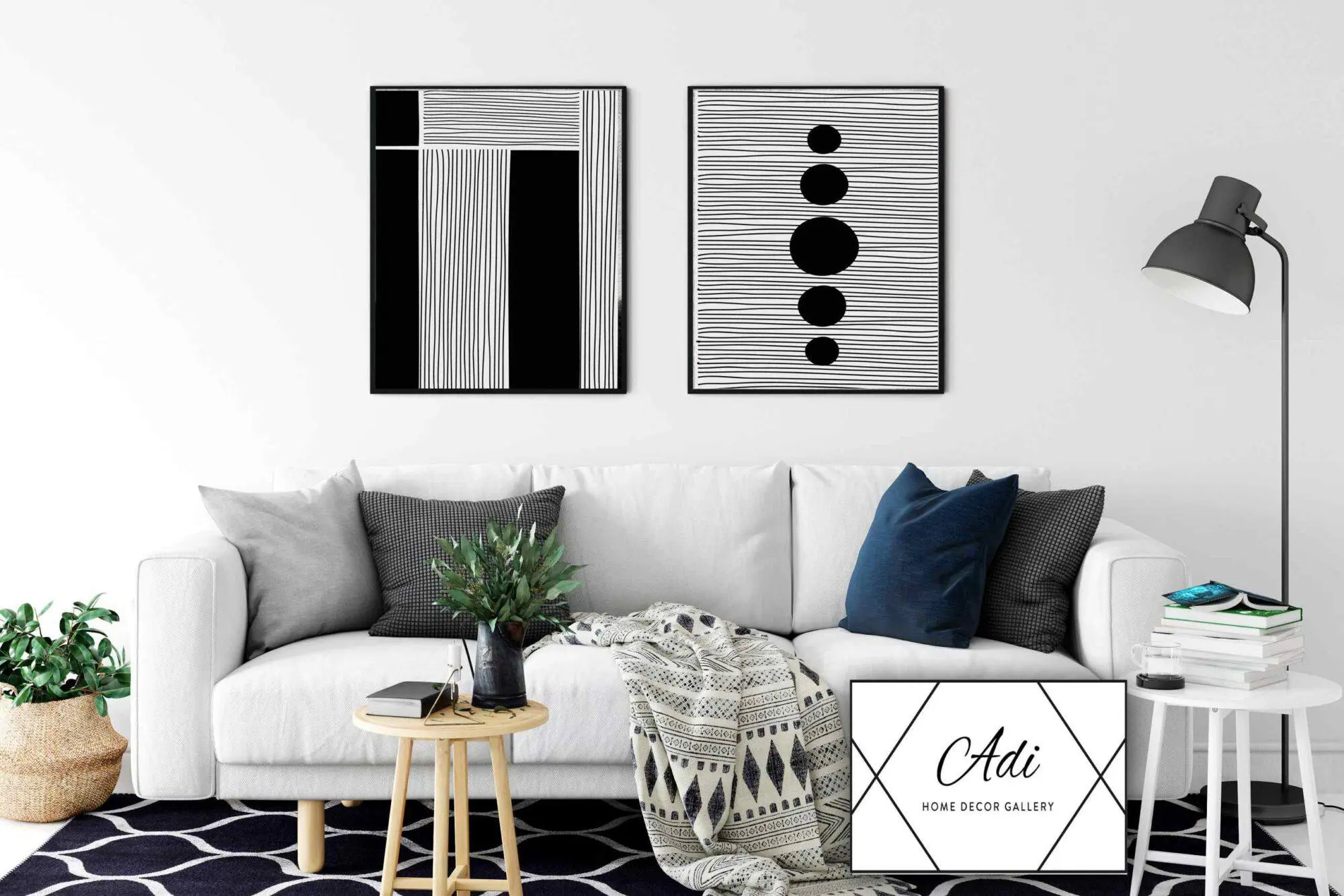 זוג תמונות נורדיות שחור לבן לסלון