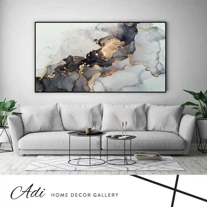 אבסטרקט קנבס זהב שחור אפור