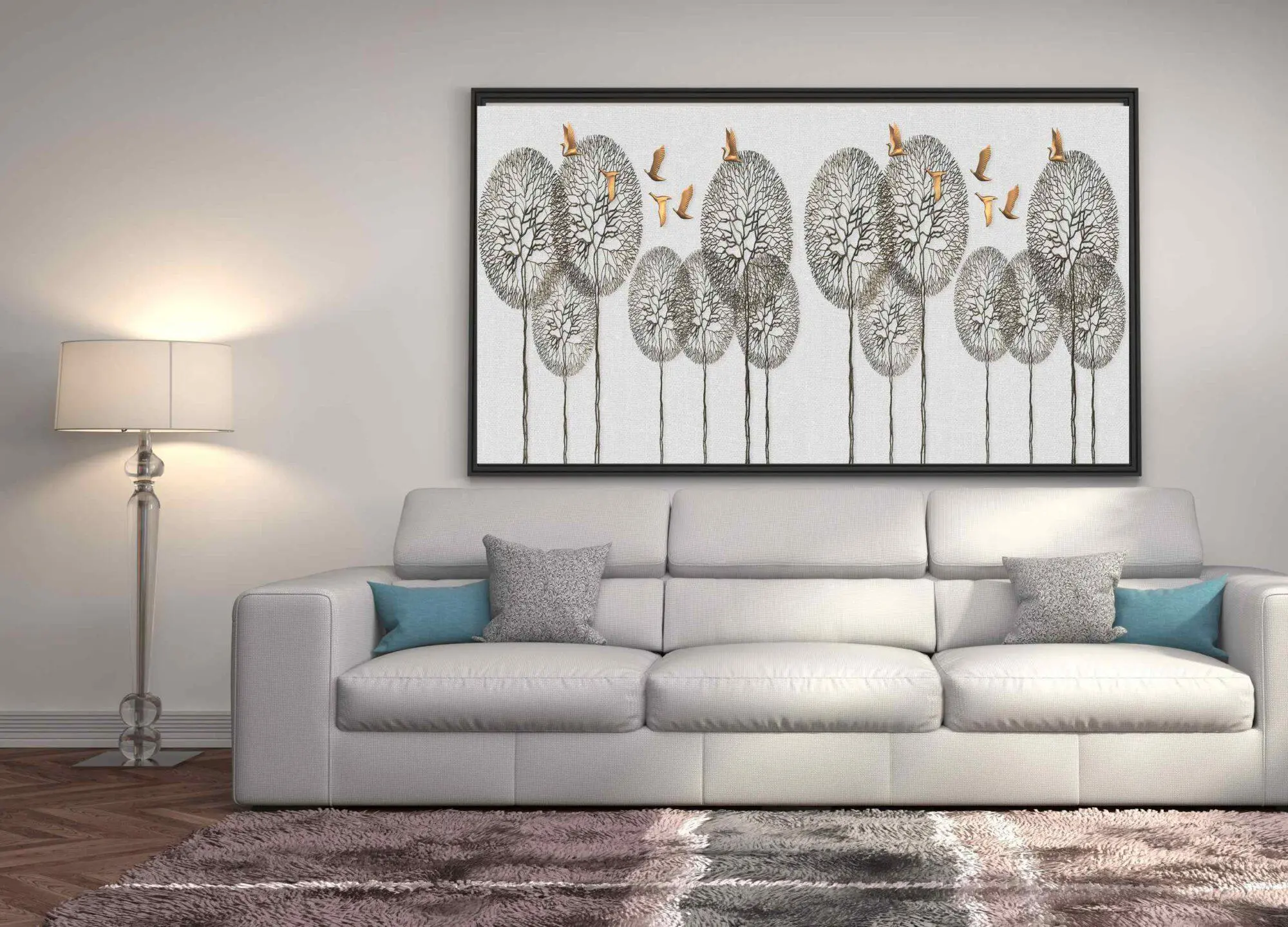 תמונת אבסטרקט של עצים וציפורים