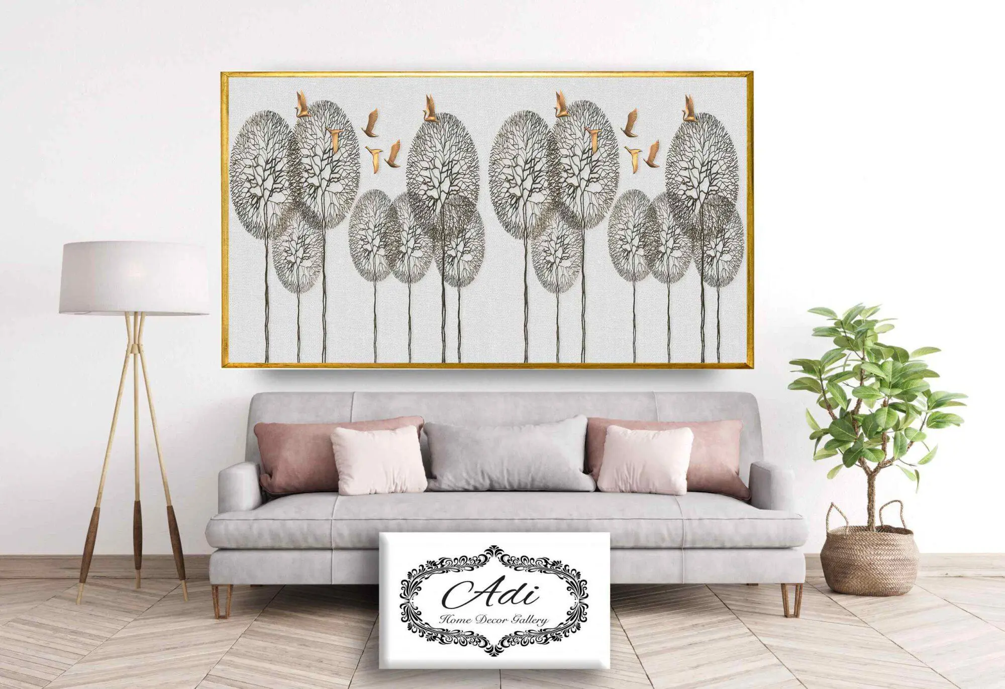 תמונה של אבסטרקט עצים וציפורים