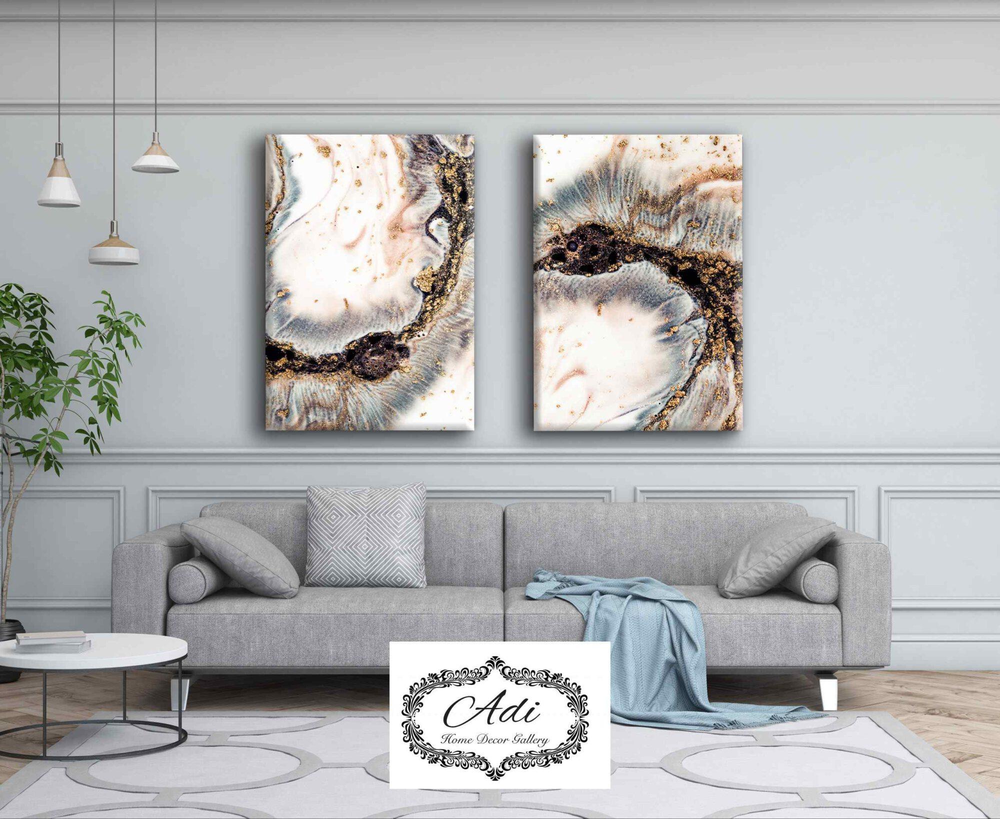 תמונה אבסטרקט גווני טורכיז חום שחור