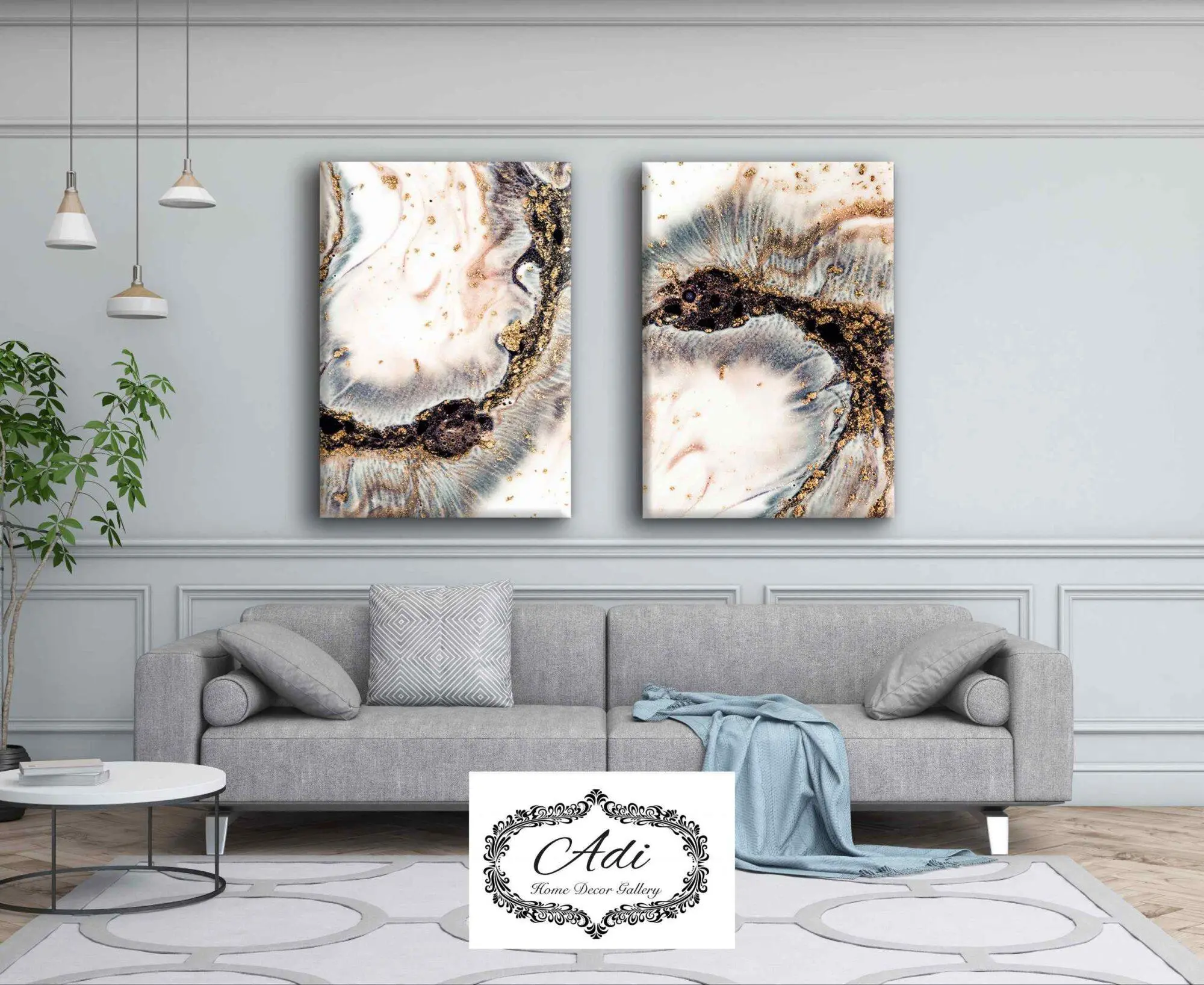 תמונה אבסטרקט גווני טורכיז חום שחור