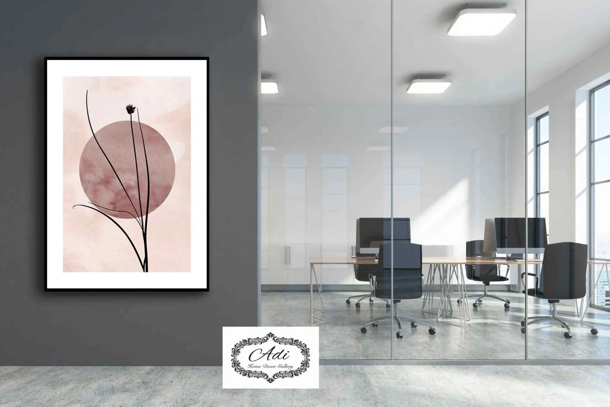 תמונה של פרח סגנון נורדי ורוד שחור