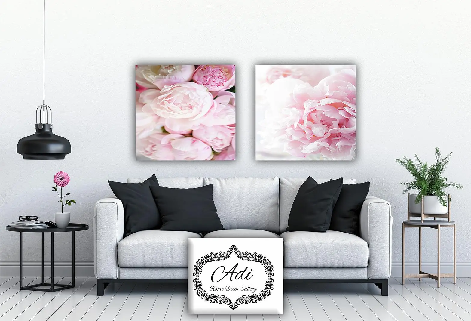 זוג תמונות פרחים ורוד