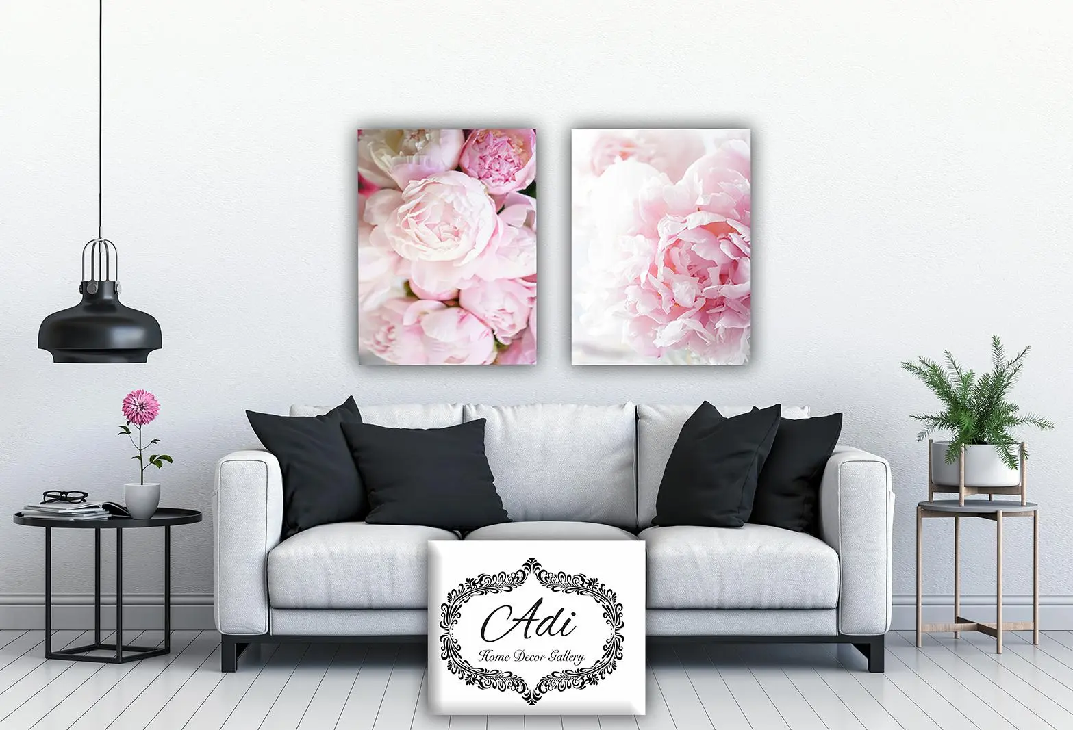 זוג תמונות פרחים ורוד