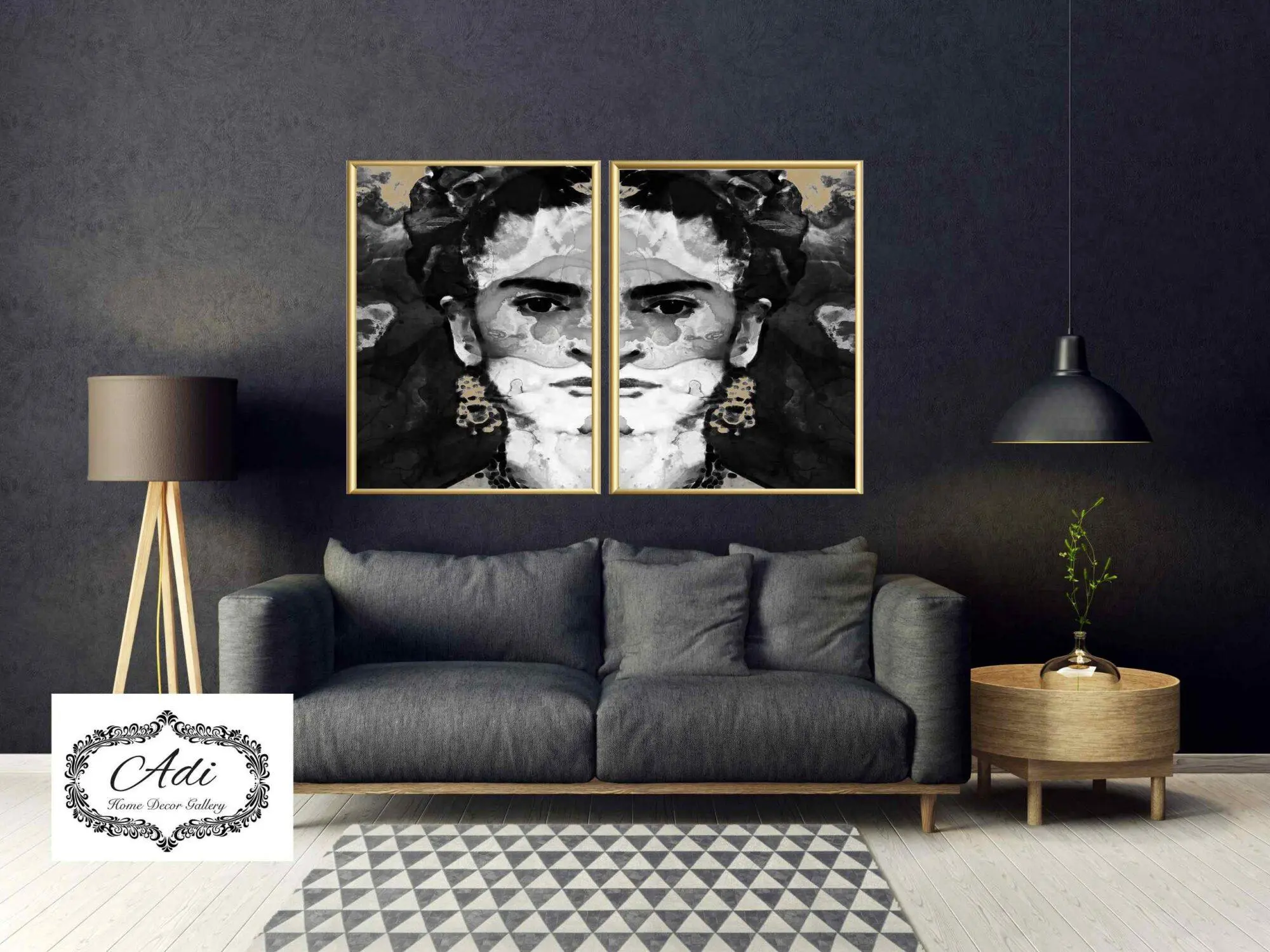 זוג תמונות קנבס מעוצבות מתוחות על מסגרת עץ איכותית אפשריות עם או ללא מסגרת חיצונית