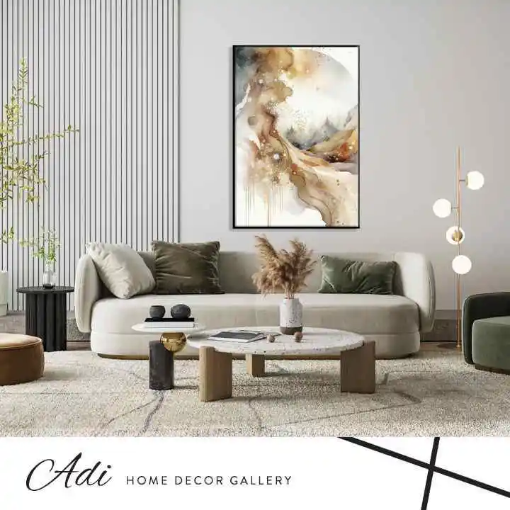 תמונה אבסטרקטית נעימה ויפה גוונים בהירים חום שמנת לבן