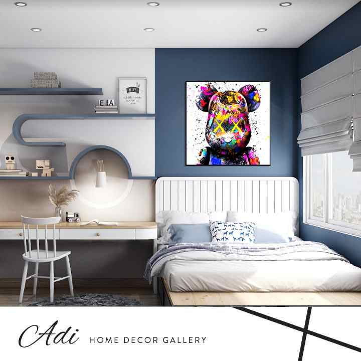 תמונת פנים של דובי בסגנון גרפיטי צבעוני