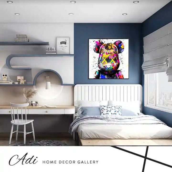 תמונת פנים של דובי בסגנון גרפיטי צבעוני