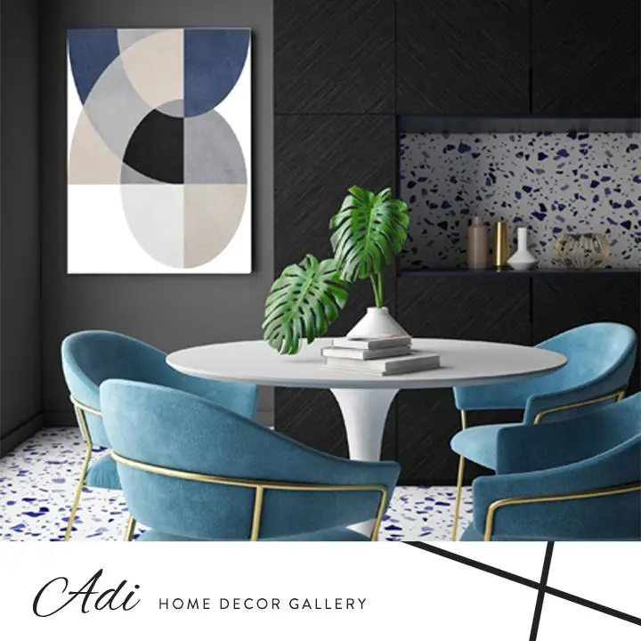 תמונת אבסטרקט בגווני כחול טורכיז אפור בז