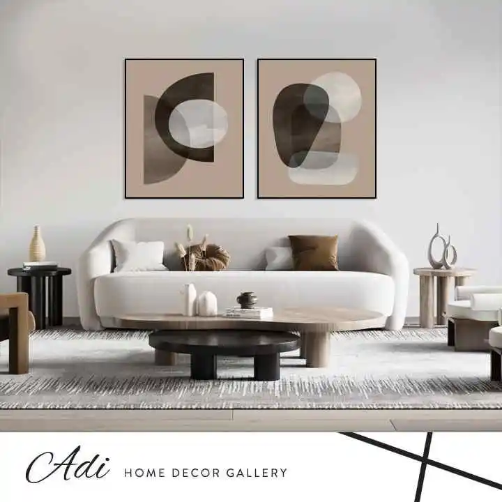 קפה - זוג תמונות אבסטרקט לסלון