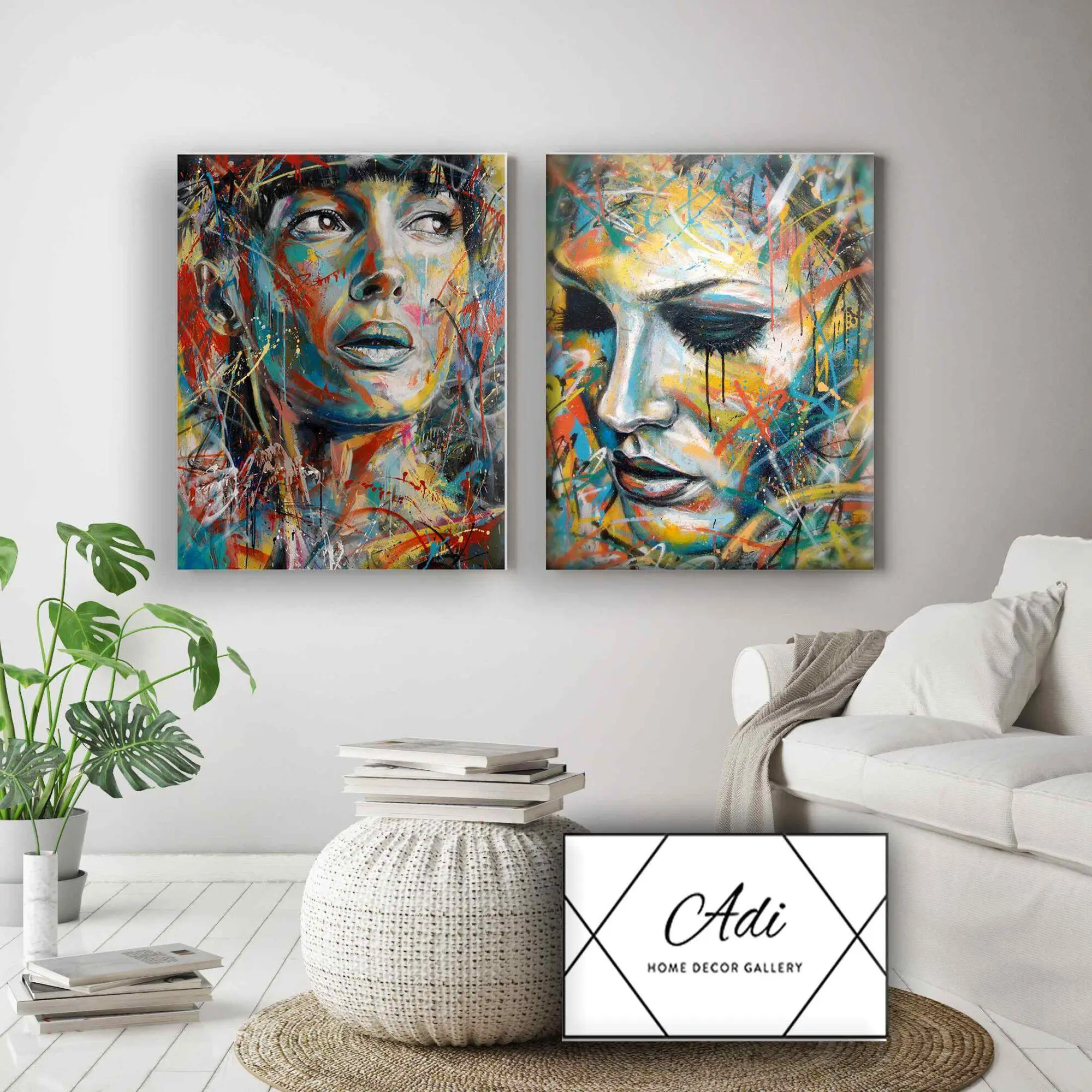 זוג תמונות של נשים בסגנון פופ ארט