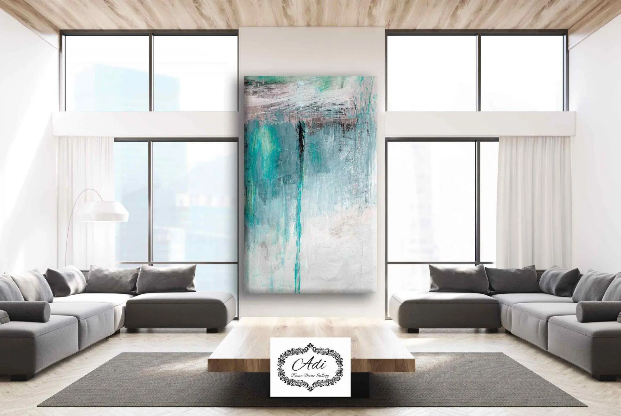 תמונה אבסטרקט אומנותית בגווני טורכיז