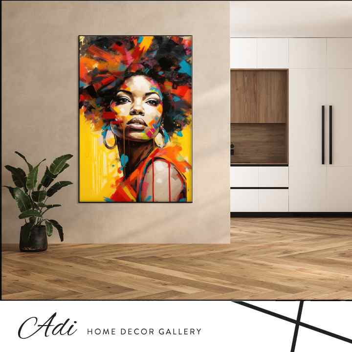 תמונה של אישה עם שיער צבעוני על רגע צהוב