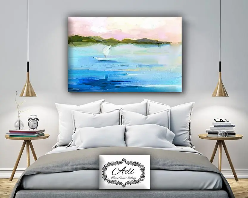 תמונה של נוף חוף סירה אומנותית