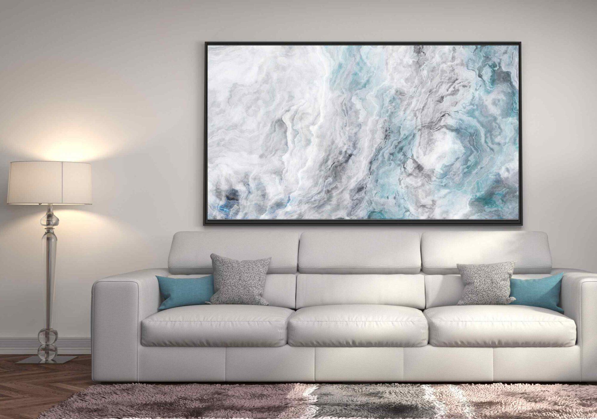 תמונה אבסטרקט גווני אפור וטורכיז