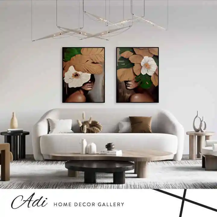 זוג תמונות נשים אפריקאיות עם פרחים