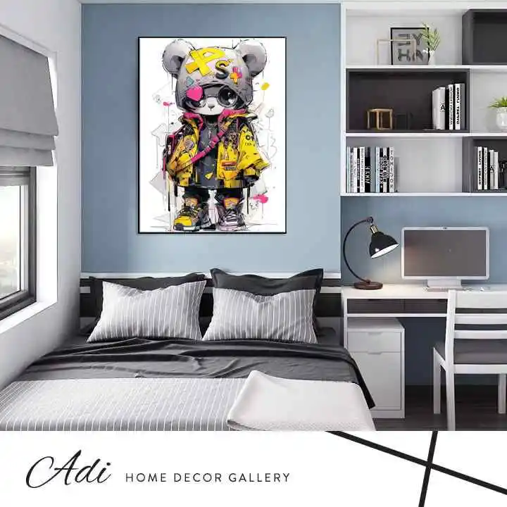 תמונה של דובי בסגנון גרפיטי צהוב ורוד