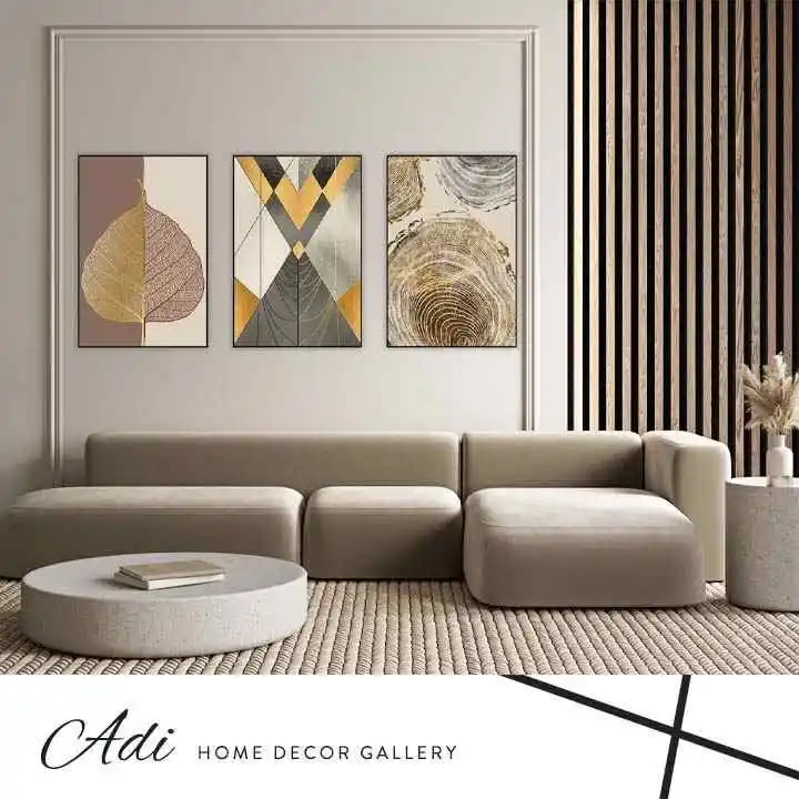 שלישיית תמונות בגוונים חמים ירוק חום