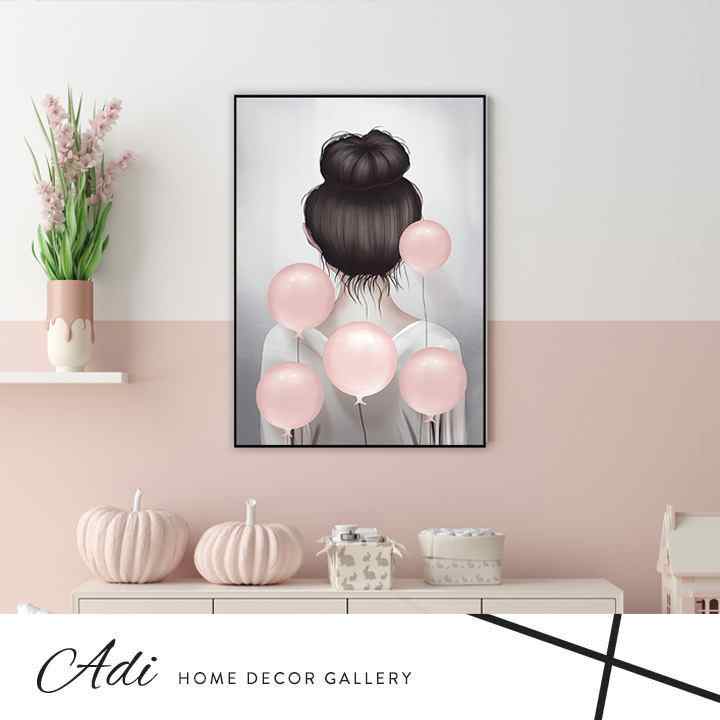 תמונת קנבס ילדים ילדה בלונים