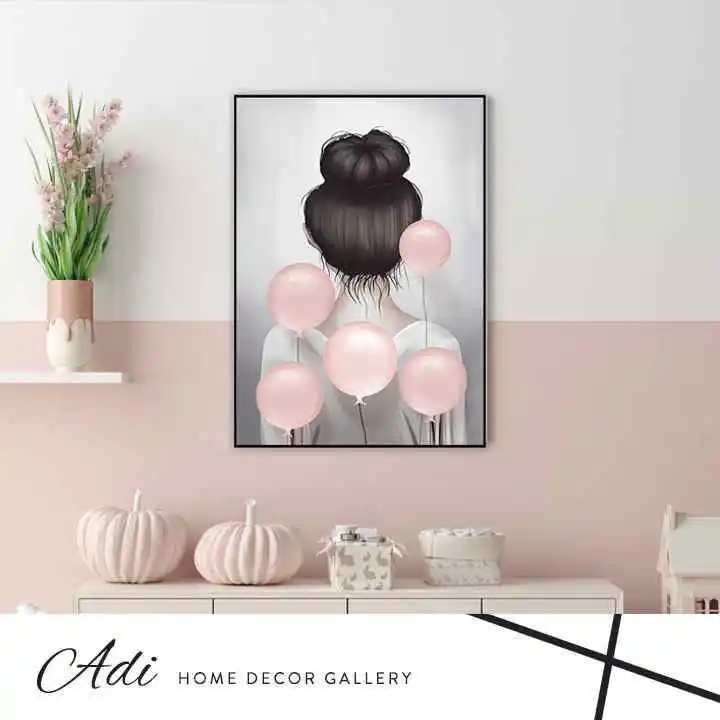 תמונת קנבס ילדים ילדה בלונים