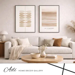 סט תמונות קנבס מדברי בגווני בז' וחול לסלון מודרני