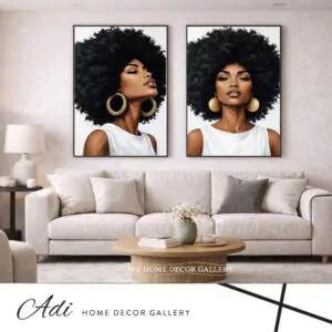 סט תמונות קנבס עוצמה נשית בגווני שחור וזהב לסלון מודרני יוקרתי